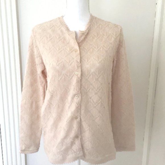 Vintage Tan Japanese Vienna Lace Cardigan - Picture 1 of 6